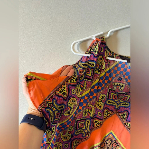 Boho Hale Bob Silk belted caftan mini dress size small - Picture 6 of 9